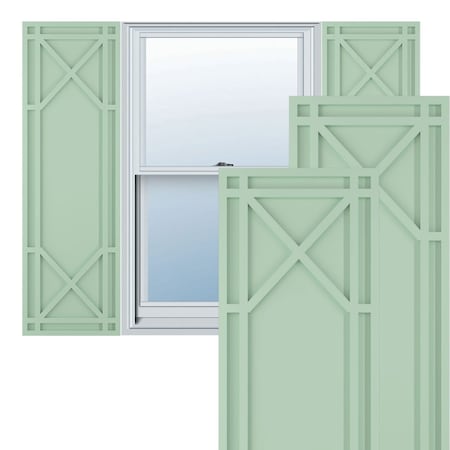 True Fit PVC Bungalow Fixed Mount Shutters, Seaglass, 15W X 28H